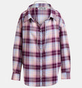 chemise essentiel antwerp jandrew oversize tartan strass femme pourpre bordeaux bleu
