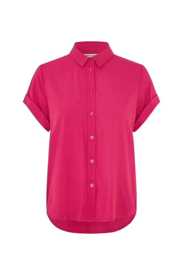 chemise Samsoe Samsoe Majan rose fuchsia manches courtes femme coupe regular