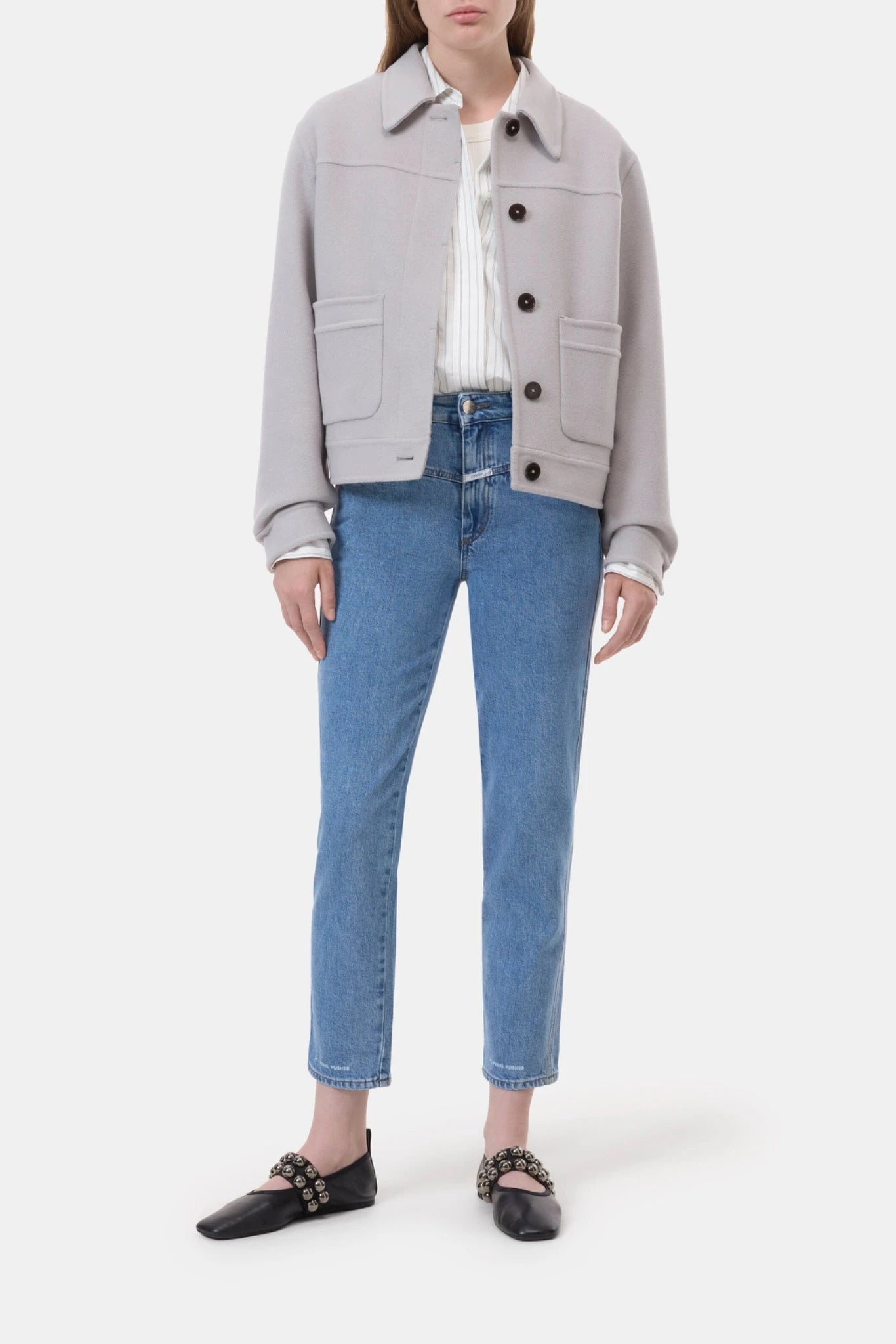 jean pedal pusher midblue closed porte look femme denim