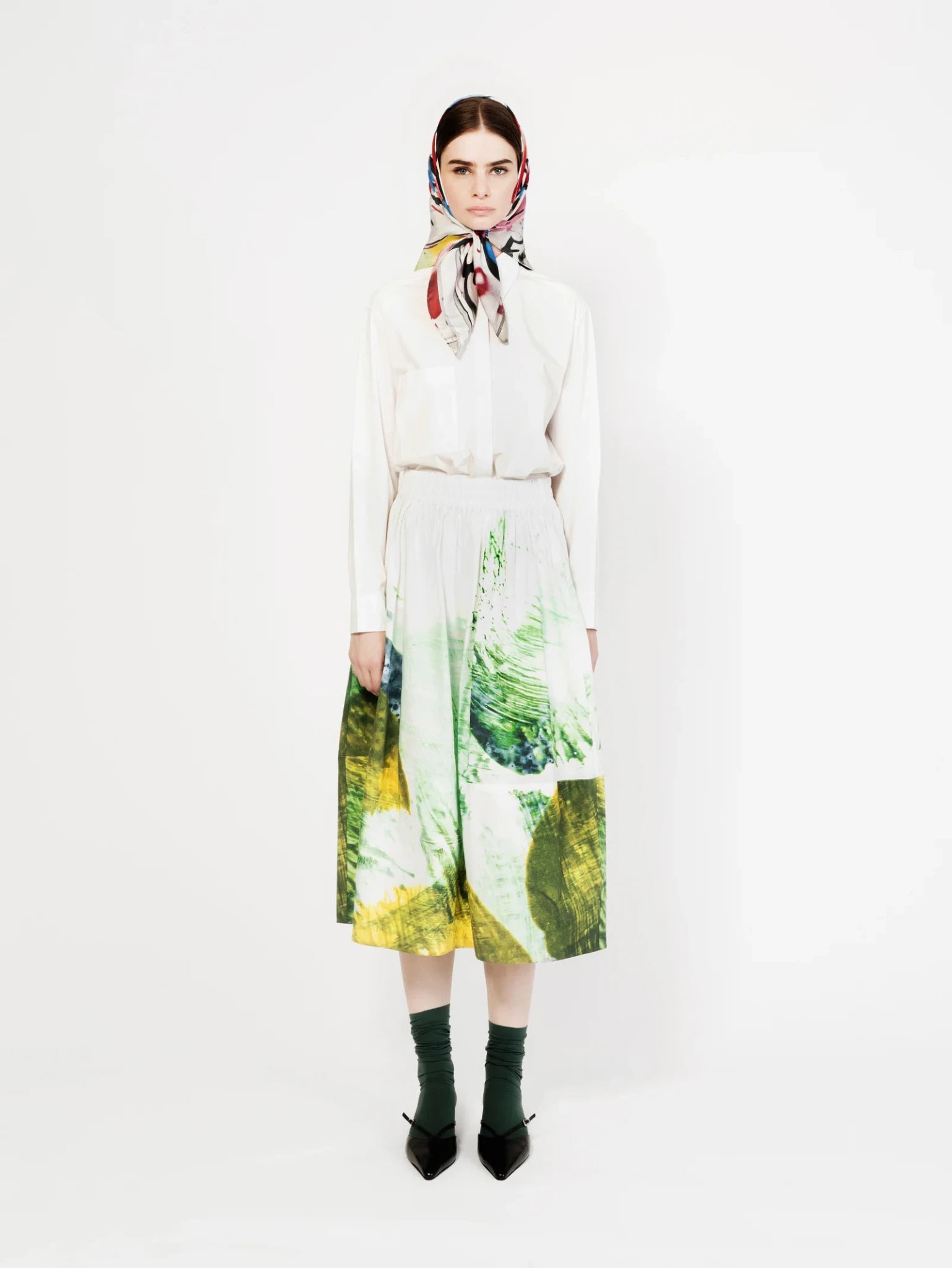 jupe Juju Blur Talking Walls motif abstrait vert blanc femme mode