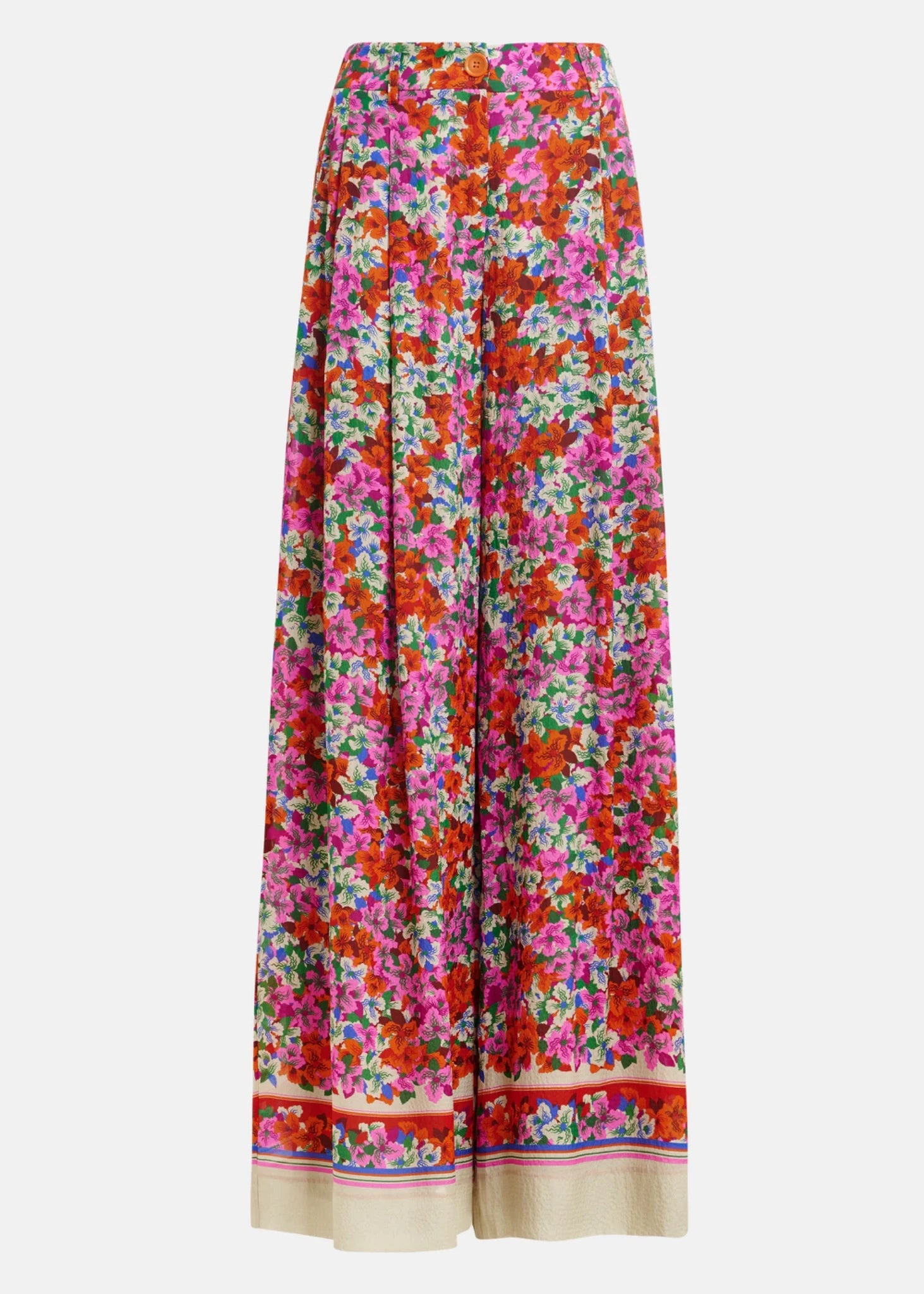 pantalon essentiel antwerp joek soie viscose taille haute jambe large imprimé fleuri multicolore