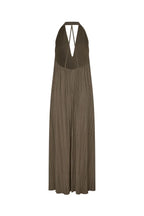 robe plissée marron Samsoe Sacille dos ouvert bretelles tour de cou femme