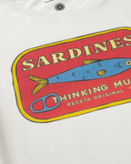 t-shirt blanc Thinking Mu imprimé sardines graphique coton biologique slim fit femme