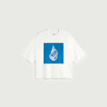 t-shirt blanc oversize Thinking Mu motif coquillage bleu coton biologique femme