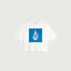 t-shirt blanc oversize Thinking Mu motif coquillage bleu coton biologique femme