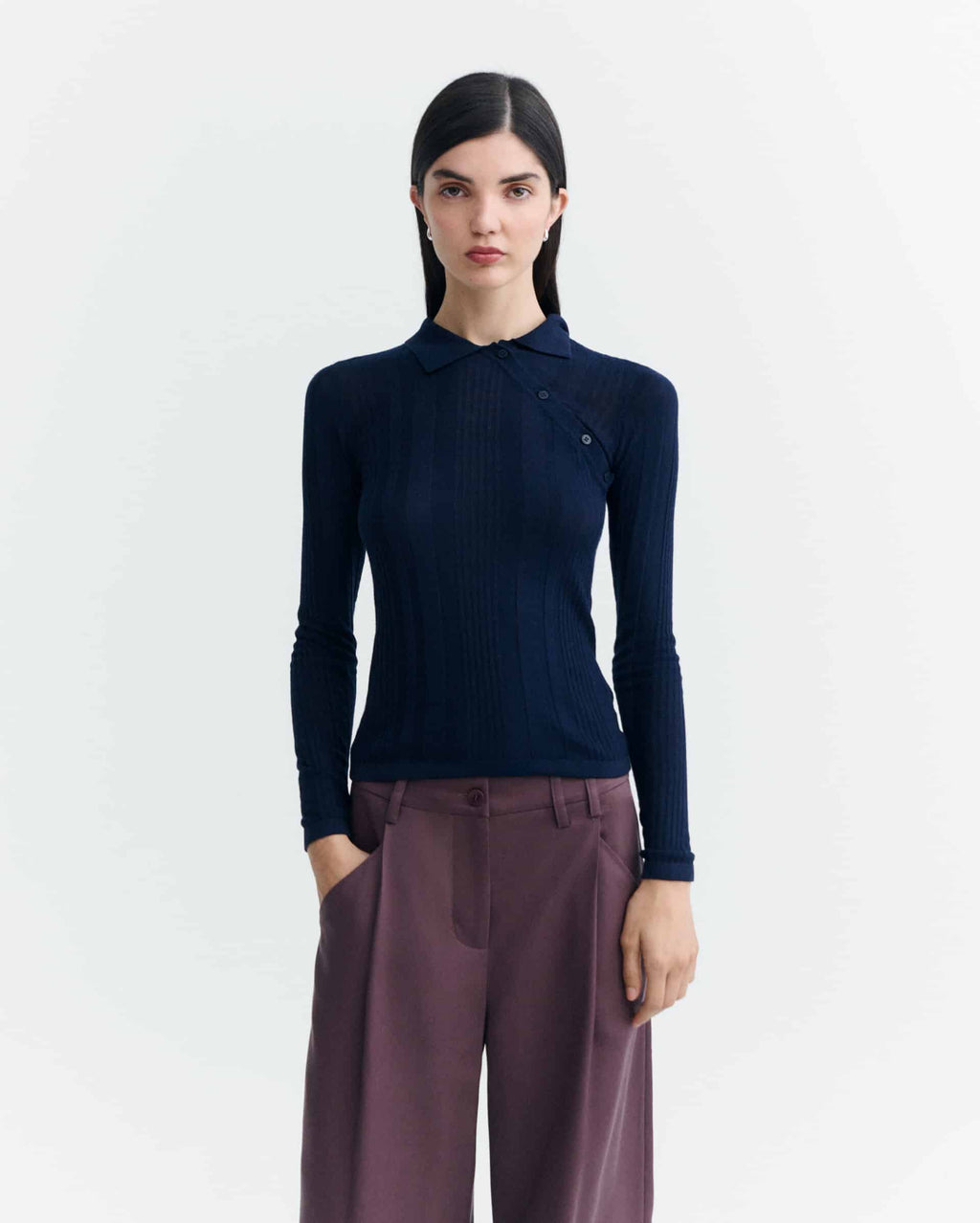 Haut en maille bleu marine