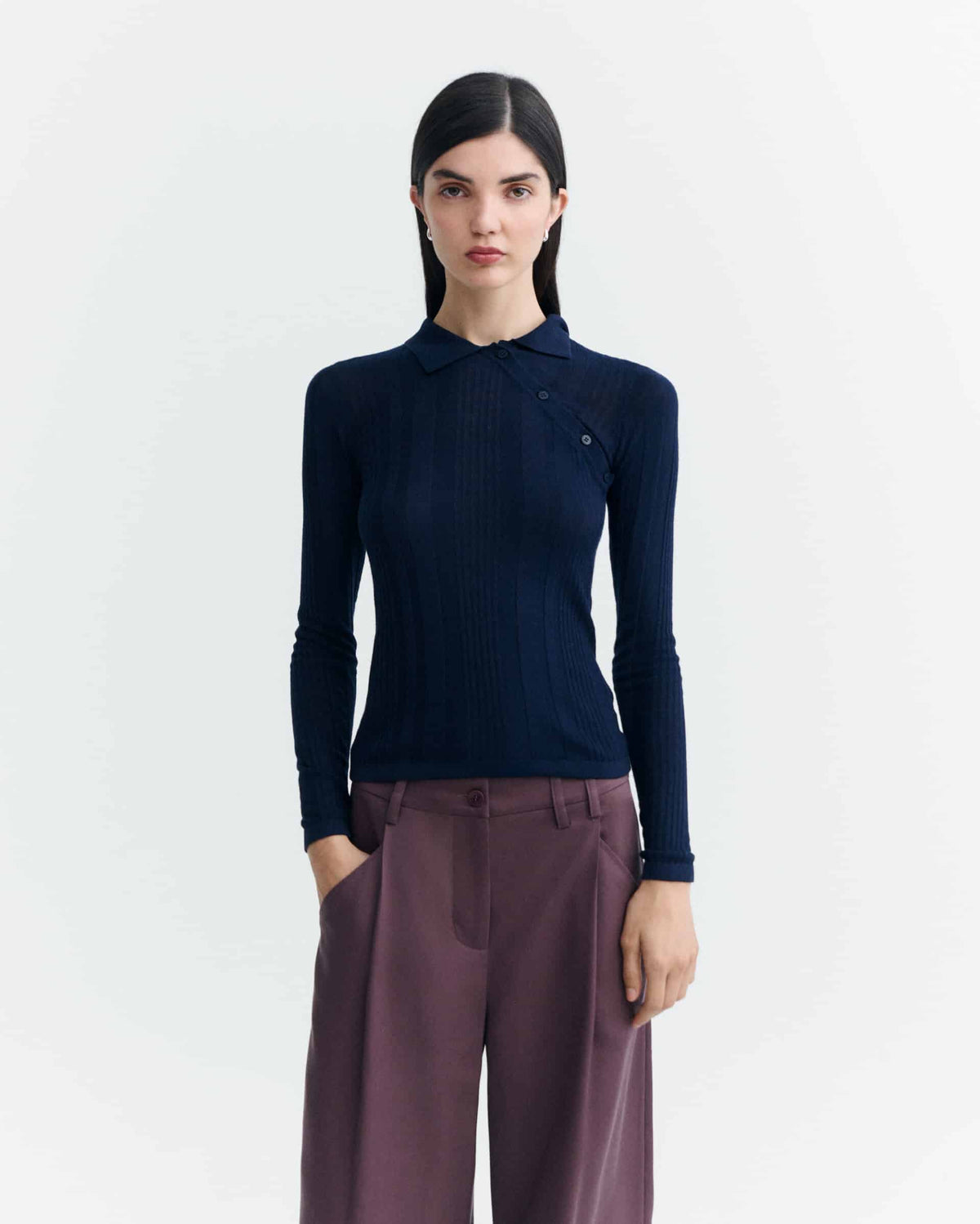 Haut en maille bleu marine
